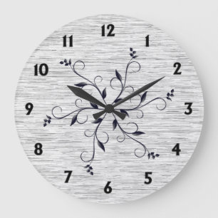Grande Horloge Ronde Texture statique chic chiffres noirs