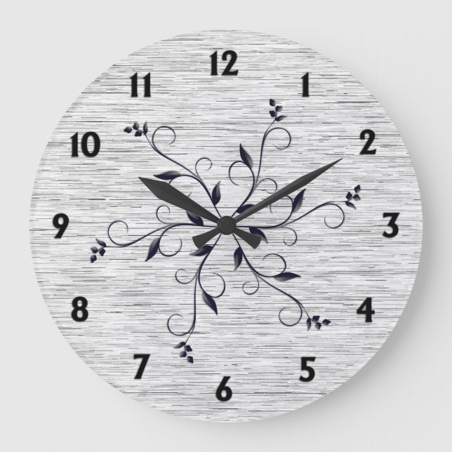 Grande Horloge Ronde Texture statique chic chiffres noirs (Recto)