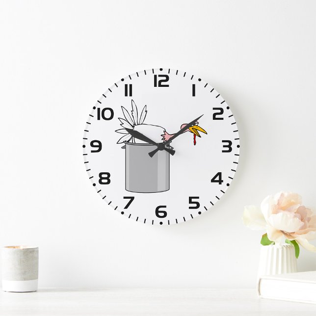 Grande Horloge Ronde Thanksgiving Fatigué Turquie en Cuisine Pot Humour (Créateur téléchargé)