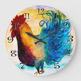 Grande Horloge Ronde The Big Red rooster wall clock.