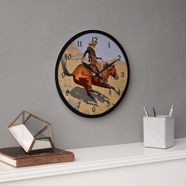 Grande Horloge Ronde The Cowboy, tableau de F. Remington, (Bureau)