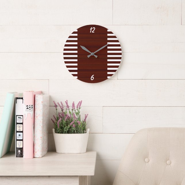 Grande Horloge Ronde The Gridiron Stripe Athletic Wall Clock (Salle de lecture)