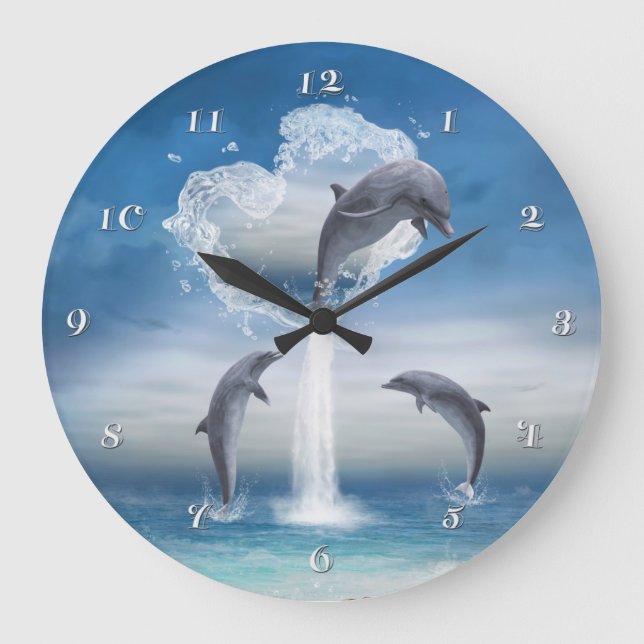 Grande Horloge Ronde The Heart Of The Dolphins Wall Clock (Recto)