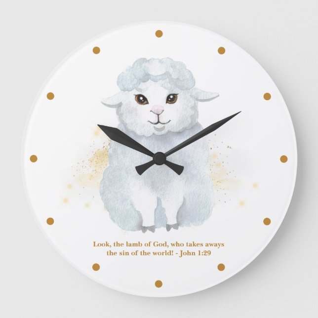 Grande Horloge Ronde The Lamb of God Illustration Baby Kids' Nursery (Recto)