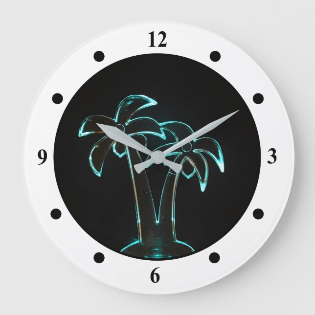 Grande Horloge Ronde The Look of Neon Lit Up Tropical Palm Trees (Recto)