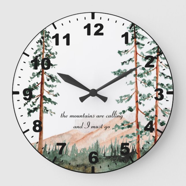 Grande Horloge Ronde The Mountains Are Calling - Mountains, Fog, Pine (Recto)