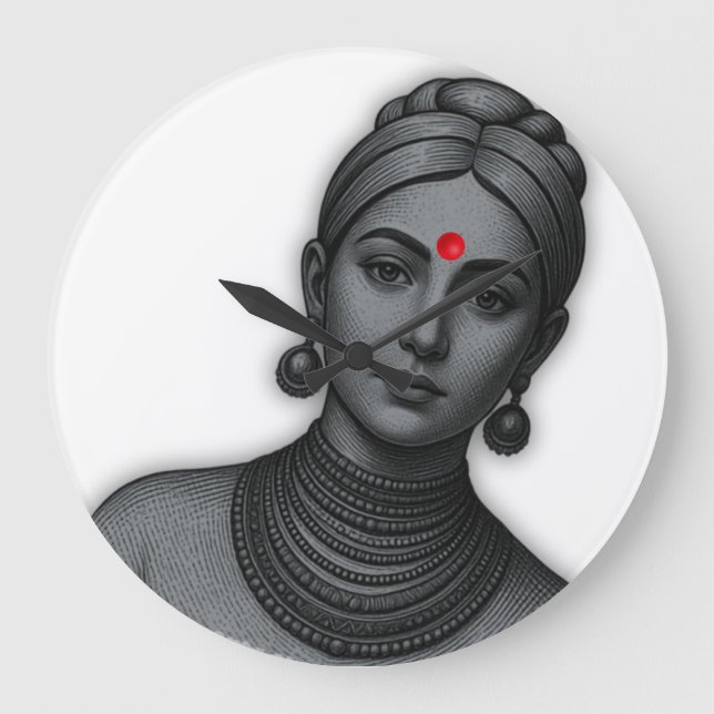 Grande Horloge Ronde The Royal Gaze - Indian Queen Line Art (Recto)