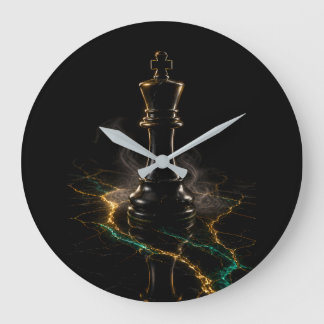 Grande Horloge Ronde The Sovereign | Luxury Dark Chess King Acrylic