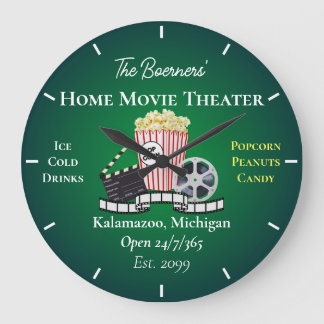 Grande Horloge Ronde Théâtre Cinéma Maison Popcorn Clap Cinéma Rond