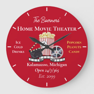 Grande Horloge Ronde Théâtre Cinéma Maison Popcorn Clap Cinéma Rond
