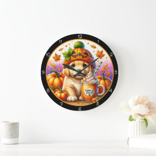 Grande Horloge Ronde Thème d'automne de la saison des citrouilles de ch