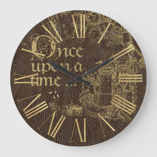 Grande Horloge Ronde Thème de conte de fée vintage Château en or sur cu