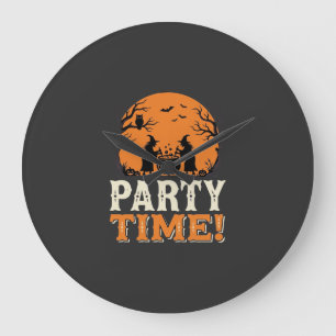 Grande Horloge Ronde Thème de fête d'Halloween Sorcière Chaudron Design