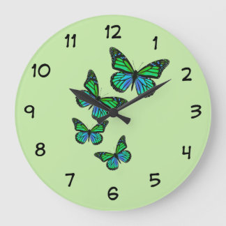Grande Horloge Ronde Thème de la nature papillon