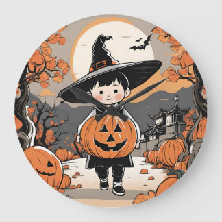Grande Horloge Ronde thème de l'horloge garçon halloween