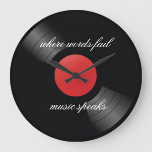 Grande Horloge Ronde Thème de musique Retro Vinyl Record