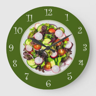 Grande Horloge Ronde Thème de nourriture Salade végétarienne Horaires m