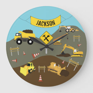 Grande Horloge Ronde Thème de site de camions de construction
