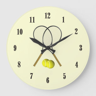 Grande Horloge Ronde Thème de sport de tennis de doubles