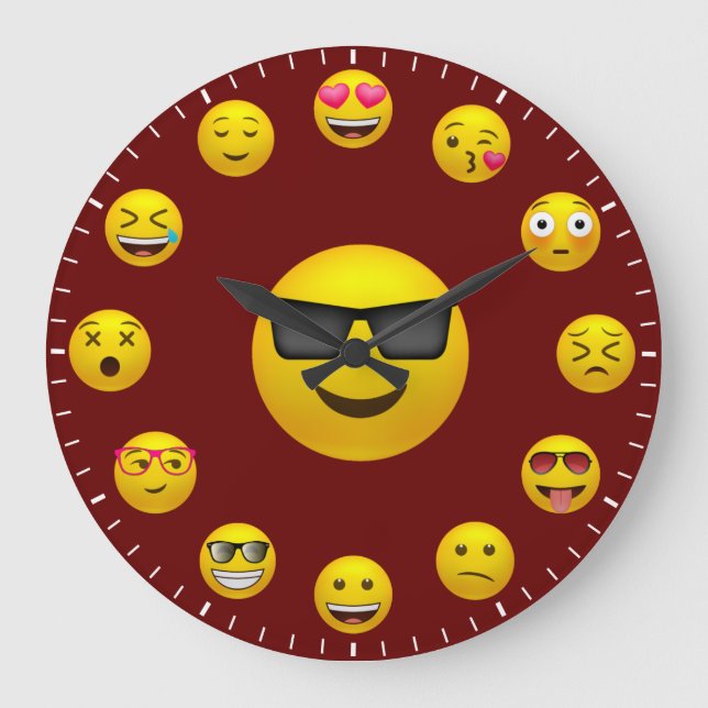 Grande Horloge Ronde Thème d'émoticône Emoji unique (Recto)