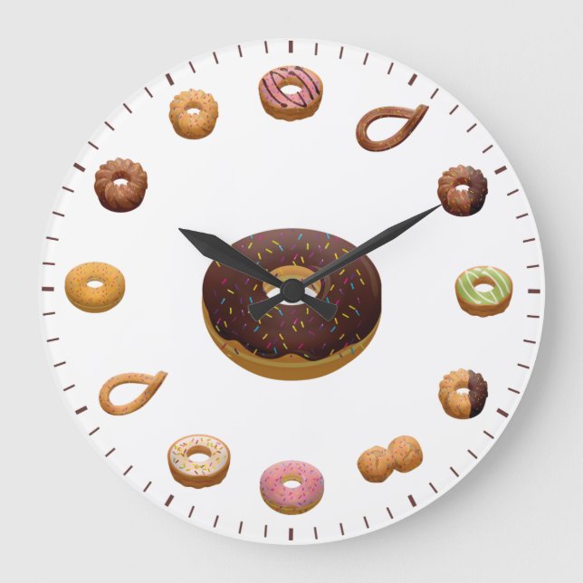 Grande Horloge Ronde Thème gâteaux et donuts (Recto)