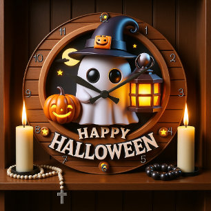 Grande Horloge Ronde Thème Halloween Fantôme éffrayant