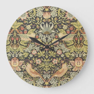 Grande Horloge Ronde Thierry de fraises par William Morris, Art Vintage