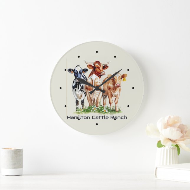 Grande Horloge Ronde Three Cows Humorous Personalized  (Maison)