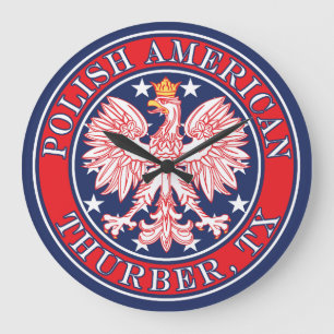 Grande Horloge Ronde Thurber Texas Polonais Aigle Américain