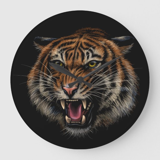 Grande Horloge Ronde Tiger's Roar : Vivid Jungle Portrait (Recto)