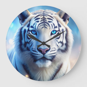 Grande Horloge Ronde Tigre blanc