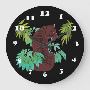 Grande Horloge Ronde Tigre de la Jungle
