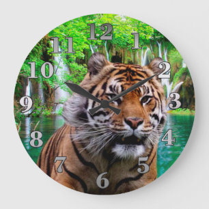 Grande Horloge Ronde Tigre et cascade