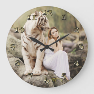 Grande Horloge Ronde Tigre et dame du Bengale
