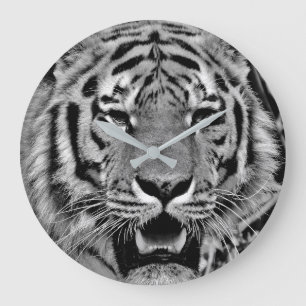Grande Horloge Ronde Tigre noir et blanc