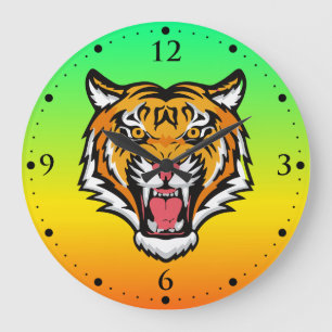 Grande Horloge Ronde Tigre torche tête-25818
