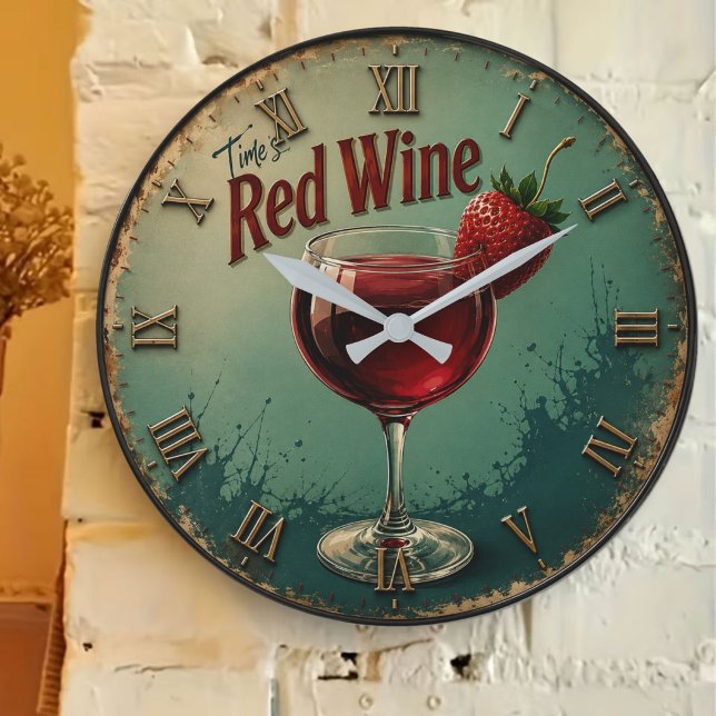 Grande Horloge Ronde Time for Red Wine  Rustic Vineyard (Créateur téléchargé)