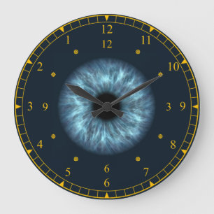 Grande Horloge Ronde Time Machine ~ Blue Eyeball Black Trou ~