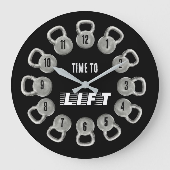 Grande Horloge Ronde Time to Lift Kettlebell Wall Clock (Recto)