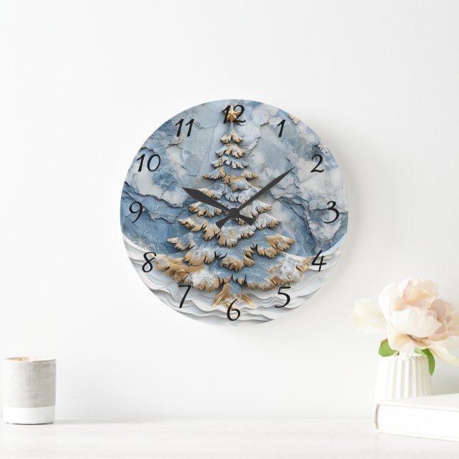 Grande Horloge Ronde Timepiece à feuillage persistant Holiday Tree (Maison)