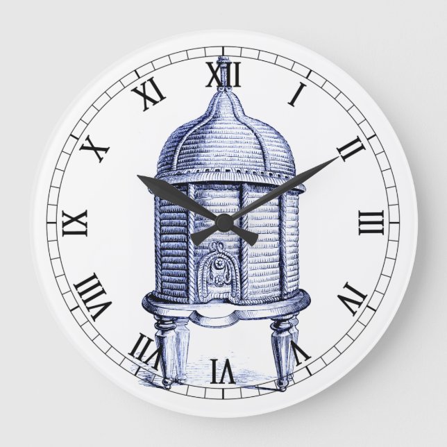Grande Horloge Ronde Tinte bleue de la ruche vintage (Recto)