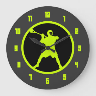 Grande Horloge Ronde Tireur de lacrosse - vert