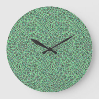 Grande Horloge Ronde Tissage de panier vert et bleu