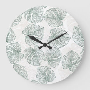 Grande Horloge Ronde Tissu asiatique Ikat : Traditionnel sans fil