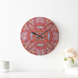 Grande Horloge Ronde Tissu botanique de médaillon persan Photo 