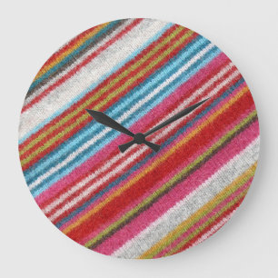 Grande Horloge Ronde Tissu en laine rayée : cosy, élégant