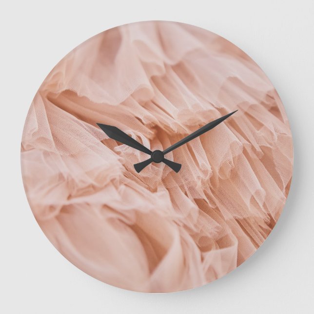 Grande Horloge Ronde Tissu rose Pastel : Textures Élégantes. (Recto)
