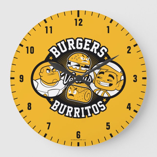 Grande Horloge Ronde Titans Ados, allez ! | Burgers contre Burritos (Recto)