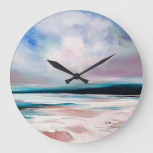 Grande Horloge Ronde Toile Abstraite : Texture contemporaine