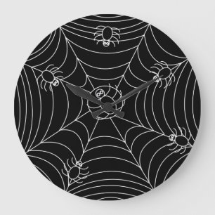 Grande Horloge Ronde Toile d'araignée noire